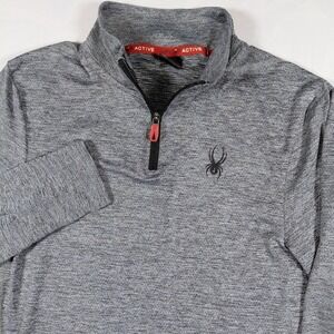 Spyder Active Mens Small ProWeb 1/4 Zip Pullover Gray Heathered L/S Shirt